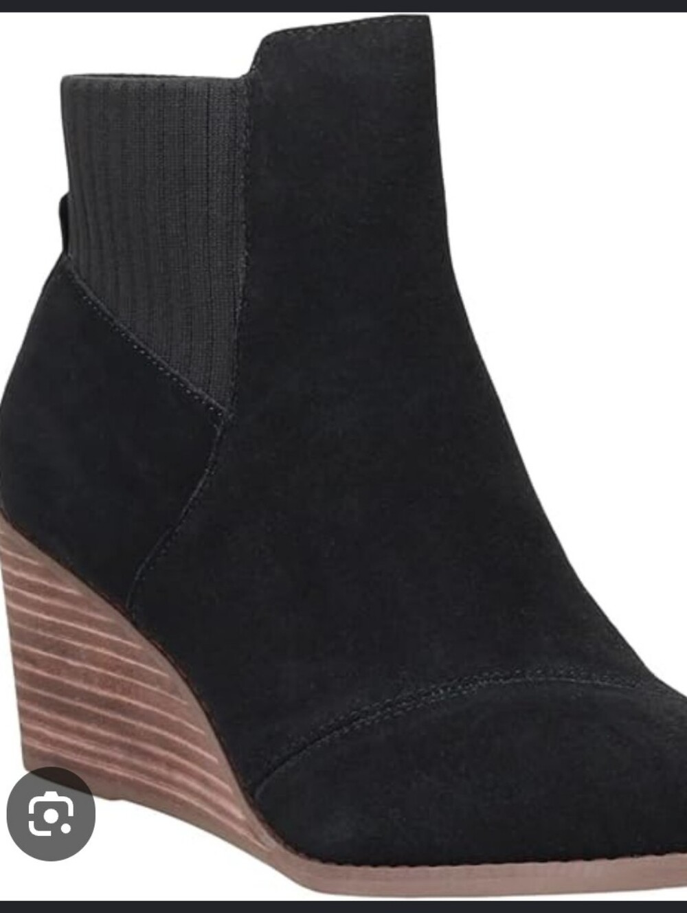 Toms Kelsey Black Suede Wedge Ankle Boot Size 8